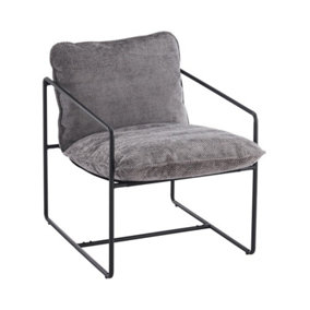 Tivoli Occasional Chair - L90 x W65 x H84 cm - Black Metal/Grey Fabric