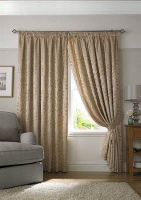 Tivoli Pencil Pleat Top Curtains 117cm x 229cm Latte