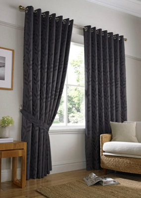 Tivoli Ring Top Curtains 168cm x 137cm Charcoal