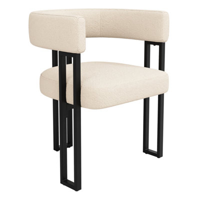 TM Dining Chairs Set of 2, Fabric Upholstered, Curved Backrest, Beige