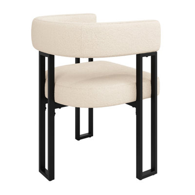 TM Dining Chairs Set of 2, Fabric Upholstered, Curved Backrest, Beige