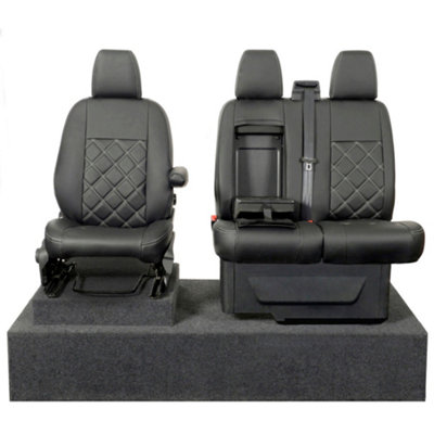 To Fit Ford Transit Van MK8 Inc. Tipper (2014 On) Front Seat Covers Double Diamond Bentley Stitch Leatherette - UK Custom Covers