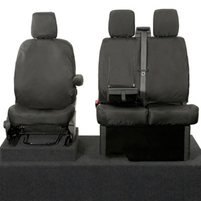 Tailored Front Seat Covers For Ford Transit MK9 Van (2019 Onwards) – Black 600D Waterproof