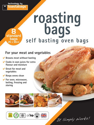 Toastabags Self Basting Oven Liner Meat Vegatables Roasting Bags- 8 Pack