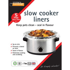 Toastabags Slow Cooker & Crock Pot Liners 5 Pack Up to 6.5L Round & Oval No Mess
