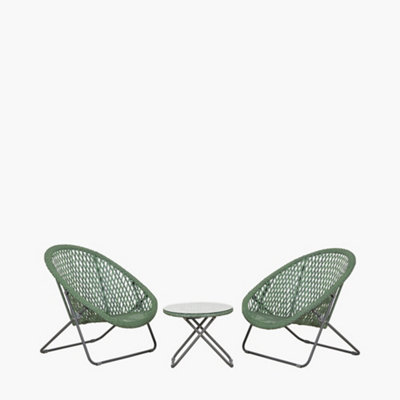 TOBS Green Outdoor PE Rattan Bistro Set Foldable Garden Chairs and ...