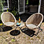 TOBS ORIGINAL LOUNGE BISTRO SET - Clay Rattan Chairs & Coffee Table - 2 Seat Grey/Brown Patio Garden Furniture