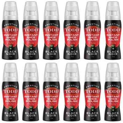 Todd Prestige Instant Shoe Polish Protect & Shine Black Noir 75ml Pack of 12