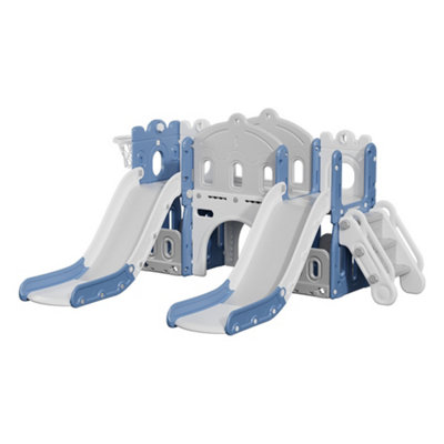 Toddler Swing and Slide Playset Blue and Grey 221cm W x 185cm D x 106cm H
