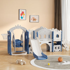 Toddler Swing and Slide Playset Blue and Grey
