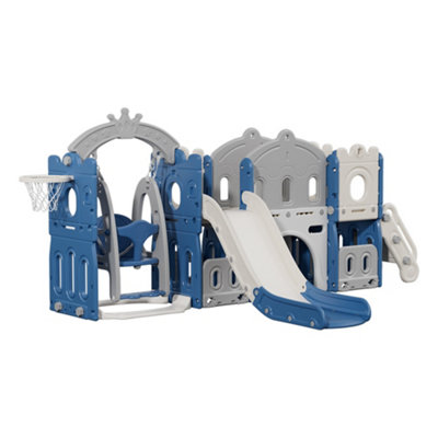 Toddler Swing and Slide Playset Blue and Grey