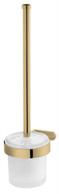 Toilet Brush + Cup Tempered Glass Gold Colour Finished Zamak Wall Mounted