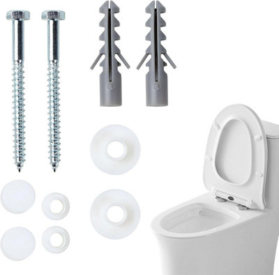 Toilet Lid Repair Kit – Plastic Bolts, Fitting Screws & Hinge Set, White, Universal Fit For Most Toilet Seats