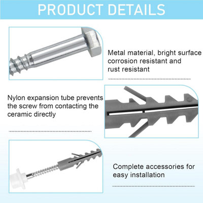 2 Sets Universal Toilet Floor Bolts Kit – Metal Anchor Screws, Washers & Replacement Bolt Covers For Secure Toilet Mounting