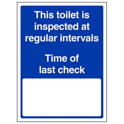 Toilet Inspected Reg. Intervals Sign - Adhesive Vinyl 150x200mm (x3)