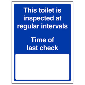 Toilet Inspected Reg. Intervals Sign - Rigid Plastic 150x200mm (x3)