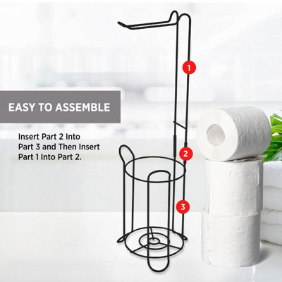 Toilet Paper Roll Holder Floor Free Standing Bathroom Tissue Loo Rolls Storage