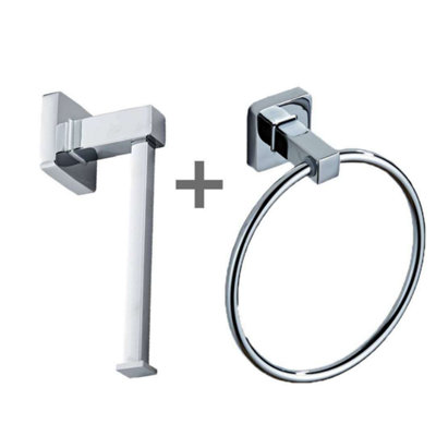 Toilet Roll Holder and Towel Ring Set Bath stainless steel Fitting Wall