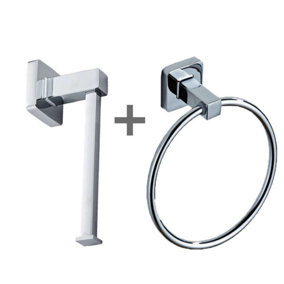 Toilet Roll Holder and Towel Ring Set Bath stainless steel Fitting Wall Mounted BS-LY0550-S