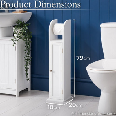 Toilet Roll Holder Cabinet Freestanding White Wood Bathroom Storage ...