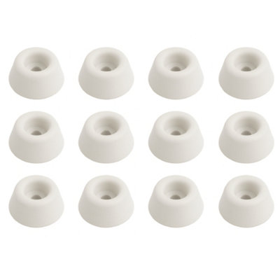 Toilet Seat Buffer Pads 19mm White Rubber Pack of 12 for Soft Close Anti Slam Protection Drawers Cabinets and Surface Guarding