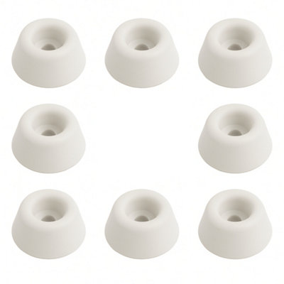 Toilet Seat Buffer Pads 19mm White Rubber Pack of 8 for Noise Dampening Slam Protection Cabinet Doors Drawers and Surfaces