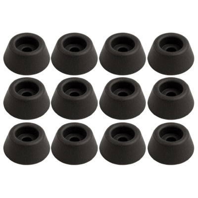 Toilet Seat Buffer Pads 22mm Black Rubber Pack of 12 Noise Dampening Bumpers for Doors Drawers Toilet Lids and Surface Protection
