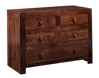 Toko Dark Mango 4 Drawer Dressing Chest - Solid Mango Wood - L45 x W100 x H100 cm