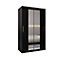 Tokyo 01 Contemporary Mirrored 2 Sliding Door Wardrobe 5 Shelves 2 Rails Black Matt (H)2000mm (W)1200mm (D)620mm