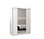 Tokyo 01 Contemporary Mirrored 2 Sliding Door Wardrobe 5 Shelves 2 Rails White Matt (H)2000mm (W)1500mm (D)620mm