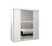Tokyo 01 Contemporary Mirrored 2 Sliding Door Wardrobe 9 Shelves 2 Rails White Matt (H)2000mm (W)1800mm (D)620mm
