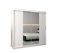 Tokyo 01 Contemporary Mirrored 2 Sliding Door Wardrobe 9 Shelves 2 Rails White Matt (H)2000mm (W)2000mm (D)620mm