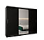 Tokyo 01 Contemporary Mirrored 3 Sliding Door Wardrobe 9 Shelves 2 Rails Black Matt (H)2000mm (W)2500mm (D)620mm