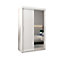 Tokyo 02 Contemporary Mirrored 2 Sliding Door Wardrobe 5 Shelves 2 Rails White Matt (H)2000mm (W)1200mm (D)620mm