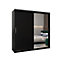 Tokyo 02 Contemporary Mirrored 2 Sliding Door Wardrobe 9 Shelves 2 Rails Black Matt (H)2000mm (W)2000mm (D)620mm