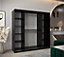 Tokyo 02 Contemporary Mirrored 2 Sliding Door Wardrobe 9 Shelves 2 Rails Black Matt (H)2000mm (W)2000mm (D)620mm