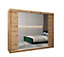 Tokyo 02 Contemporary Mirrored 3 Sliding Door Wardrobe 9 Shelves 2 Rails Oak Artisan Effect (H)2000mm (W)2500mm (D)620mm