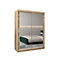 Tokyo 03 Contemporary Mirrored 2 Sliding Door Wardrobe 5 Shelves 2 Rails Oak Sonoma Effect (H)2000mm (W)1500mm (D)620mm