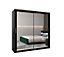 Tokyo 03 Contemporary Mirrored 2 Sliding Door Wardrobe 9 Shelves 2 Rails Black Matt (H)2000mm (W)2000mm (D)620mm