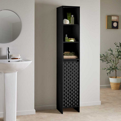 Black freestanding bathroom cabinet discount