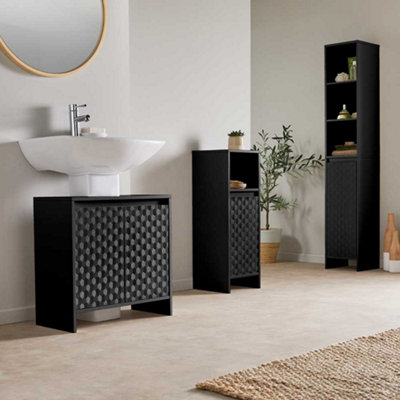 Tokyo Black Freestanding Under Sink Bathroom Storage Cabinet