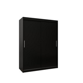 Tokyo Contemporary 2 Sliding Door Wardrobe 5 Shelves 2 Rails Black Matt (H)2000mm (W)1500mm (D)620mm