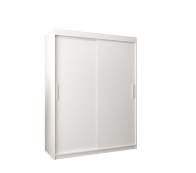 Tokyo Contemporary 2 Sliding Door Wardrobe 5 Shelves 2 Rails White Matt (H)2000mm (W)1500mm (D)620mm