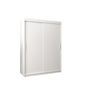 Tokyo Contemporary 2 Sliding Door Wardrobe 5 Shelves 2 Rails White Matt (H)2000mm (W)1500mm (D)620mm