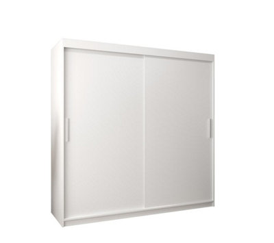 Tokyo Contemporary 2 Sliding Door Wardrobe 9 Shelves 2 Rails White Matt (H)2000mm (W)2000mm (D)620mm