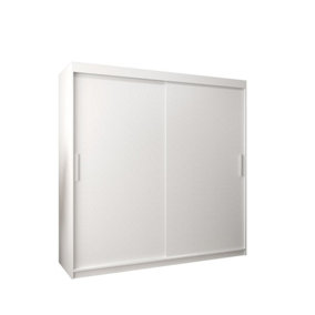 Tokyo Contemporary 2 Sliding Door Wardrobe 9 Shelves 2 Rails White Matt (H)2000mm (W)2000mm (D)620mm