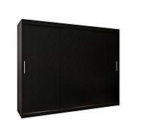 Tokyo Contemporary 3 Sliding Door Wardrobe 9 Shelves 2 Rails Black Matt (H)2000mm (W)2500mm (D)620mm