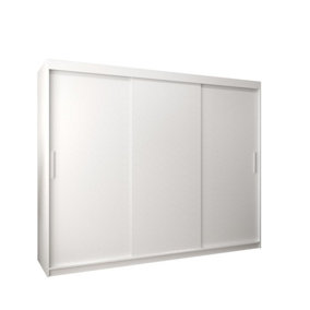 Tokyo Contemporary 3 Sliding Door Wardrobe 9 Shelves 2 Rails White Matt (H)2000mm (W)2500mm (D)620mm