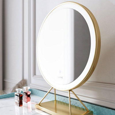 Tokyo Glow Baby Blue Velvet Dressing Table with LED Touch Sensor Mirror