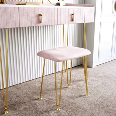 Tokyo Glow Ballerina Pink Velvet Dressing Table with LED Touch Sensor Mirror